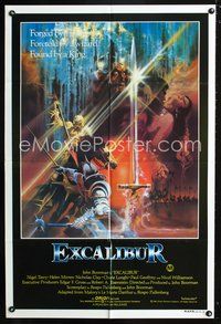 2w297 EXCALIBUR Aust one-sheet poster '81 John Boorman, cool medieval fantasy artwork by Bob Peak!