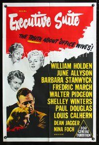 2w298 EXECUTIVE SUITE Aust 1sheet '54 William Holden, Barbara Stanwyck, Fredric March, June Allyson