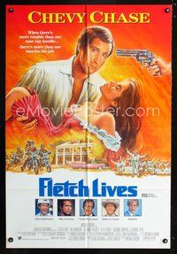 2w308 FLETCH LIVES Aust one-sheet '89 Michael Ritchie, wacky Chevy Chase Gone With The Wind artwork!