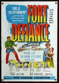 2w310 FORT DEFIANCE Australian movie one-sheet poster '51 Dane Clark, Ben Johnson, Peter Graves