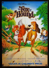 2w311 FOX & THE HOUND Aust movie one-sheet poster R90s Walt Disney, cool animal friends artwork!