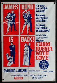 2w314 FROM RUSSIA WITH LOVE Aust one-sheet poster '63 Sean Connery is Ian Fleming's James Bond 007!