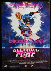 2w321 GLEAMING THE CUBE Aust one-sheet '89 Christian Slater, Tony Hawk, cool skateboarding image!