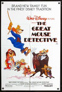 2w325 GREAT MOUSE DETECTIVE Aust 1sheet '86 Disney's crime-fighting Sherlock Holmes rodent cartoon!