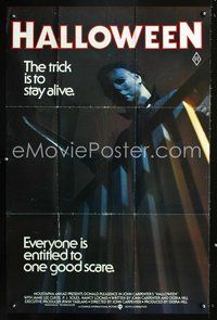 2w329 HALLOWEEN Aust one-sheet poster '78 Jamie Lee Curtis classic, great image of Michael Myers!