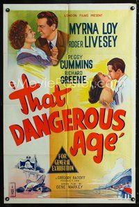2w339 IF THIS BE SIN Aust movie one-sheet poster '50 Myrna Loy, Peggy Cummins, That Dangerous Age!