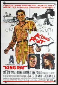 2w364 KING RAT Aust one-sheet '65 art of George Segal & Tom Courtenay, James Clavell, WWII POWs!
