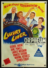 2w377 LUXURY LINER Australian movie one-sheet poster '48 George Brent, Jane Powell, Lauritz Melchior