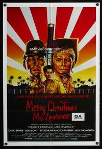 2w387 MERRY CHRISTMAS MR. LAWRENCE Aust one-sheet '83 cool different art of David Bowie, Japanese!