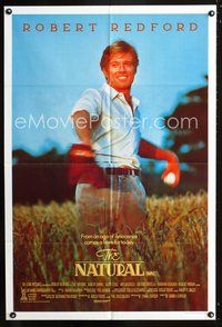 2w393 NATURAL Aust one-sheet '84 great image of Robert Redford w/baseball and glove, Barry Levinson