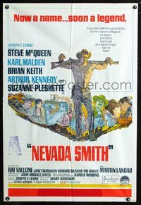 2w394 NEVADA SMITH Aust 1sheet '66 McQueen drank and killed and loved and never forgot how to hate!