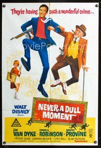 2w395 NEVER A DULL MOMENT Aust one-sheet '68 Disney,great art of Dick Van Dyke & Edward G. Robinson