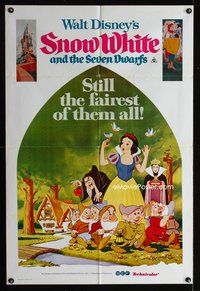 2w451 SNOW WHITE & THE SEVEN DWARFS Aust one-sheet poster R70s Walt Disney animated cartoon classic!