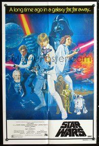 2w459 STAR WARS Aust 1sh '77 George Lucas classic sci-fi epic, great art by Tom William Chantrell!