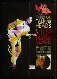 2w464 STOP MAKING SENSE Aust 1sh '84 Jonathan Demme, Talking Heads, cool art of David Byrne in suit