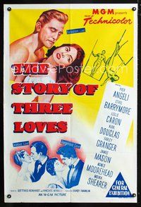 2w465 STORY OF THREE LOVES Aust one-sheet poster '53 Kirk Douglas, Pier Angeli, Ether Barrymore