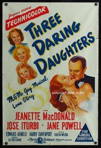 2w482 THREE DARING DAUGHTERS Aust one-sheet poster '48 Jeanette MacDonald, Jane Powell, Jose Iturbi