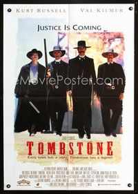 2w484 TOMBSTONE Aust one-sheet poster '93 Kurt Russell as Wyatt Earp, Val Kilmer as Doc Holliday