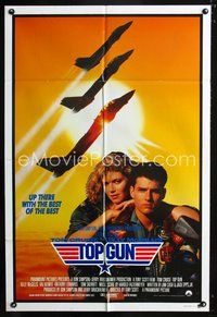 2w486 TOP GUN Aust one-sheet '86 great image of Tom Cruise & Kelly McGillis, Navy fighter jets!