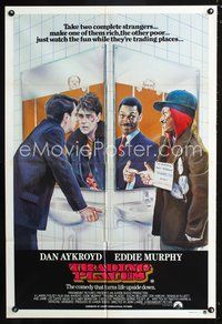 2w489 TRADING PLACES Aust 1sh '83 great Purkis art of Dan Aykroyd & Eddie Murphy in bathroom mirror