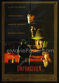 2w490 UNFORGIVEN Aust one-sheet '92 classic image of gunslinger Clint Eastwood with his back turned