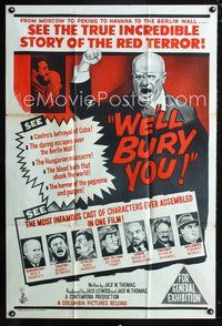 2w496 WE'LL BURY YOU Australian movie one-sheet poster '62 Cold War, Red Scare, Khruschev!