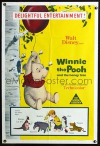 2w500 WINNIE THE POOH & THE HONEY TREE Aust one-sheet '66 Disney, great image of Pooh with balloon!
