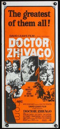2w565 DOCTOR ZHIVAGO Australian daybill R70s Omar Sharif, Julie Christie, David Lean English epic!