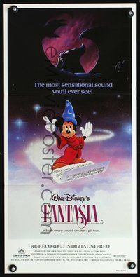 2w580 FANTASIA Australian daybill poster R82 great image of Mickey Mouse, Disney musical classic!