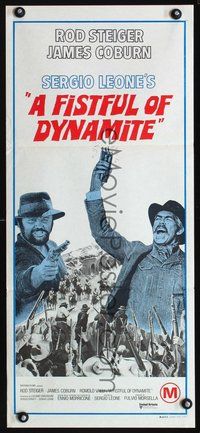 2w585 FISTFUL OF DYNAMITE Australian daybill poster '72 Sergio Leone, Rod Steiger, James Coburn