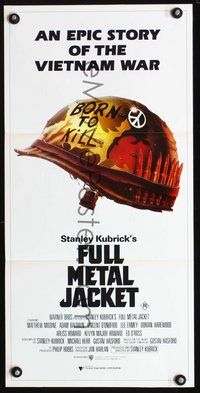 2w594 FULL METAL JACKET Aust daybill '87 Stanley Kubrick bizarre Vietnam War movie, Castle art!