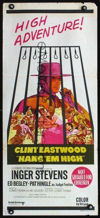 2w620 HANG 'EM HIGH Aust daybill '68 Clint Eastwood, they hung the wrong man and didn't finish him!