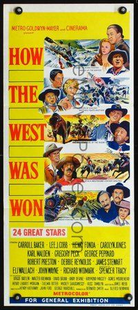2w641 HOW THE WEST WAS WON yellow Australian daybill movie poster '64 John Ford cowboy western epic!
