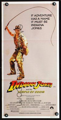 2w652 INDIANA JONES & THE TEMPLE OF DOOM whip style Australian daybill '84 full-length art of Harrison Ford!