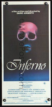 2w655 INFERNO Australian daybill movie poster '80 Dario Argento horror, cool skull image!