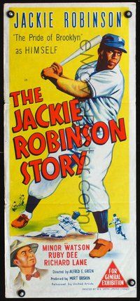 2w659 JACKIE ROBINSON STORY Australian daybill poster '50 Brooklyn Dodgers, Minor Watson, baseball!