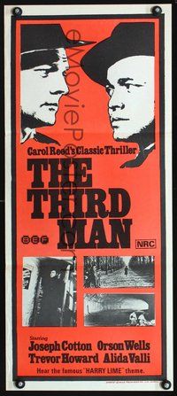 2w919 THIRD MAN Australian daybill R70s Orson Welles classic film noir, Joseph Cotten, Alida Valli