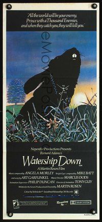 2w945 WATERSHIP DOWN Australian daybill '78 based on Richard Adams' best seller, cool bunny art!