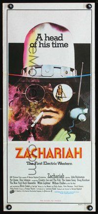 2w965 ZACHARIAH Australian daybill poster '71 drugs and rock & roll, the first electric western!