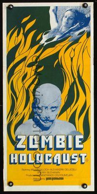 2w967 ZOMBIE HOLOCAUST Aust daybill '80 Ian McCulloch, Alexandra Delli Colli, cool fire artwork!