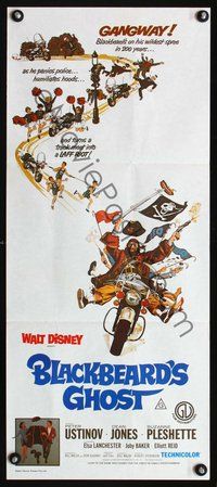 2w532 BLACKBEARD'S GHOST Aust daybill R76 Walt Disney, art of wacky invisible pirate Peter Ustinov