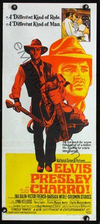 2w543 CHARRO Australian daybill movie poster '69 a different kind of Elvis Presley!