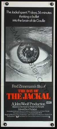 2w557 DAY OF THE JACKAL Australian daybill '73 Fred Zinnemann assassination classic, Edward Fox