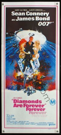 2w563 DIAMONDS ARE FOREVER Aust daybill '71 art of Sean Connery as James Bond by Robert McGinnis!