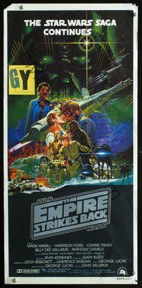 2w569 EMPIRE STRIKES BACK Aust daybill '80 George Lucas sci-fi classic, cool rare artwork by Ohrai!
