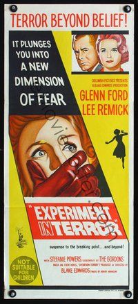 2w576 EXPERIMENT IN TERROR Aust db '62 Glenn Ford, Lee Remick, more tension than the heart can bear!