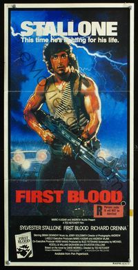 2w584 FIRST BLOOD Aust daybill '82 artwork of Sylvester Stallone as John Rambo by Drew Struzan!