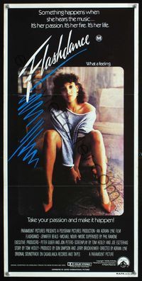 2w586 FLASHDANCE Australian daybill movie poster '83 sexy dancer Jennifer Beals, what a feeling!