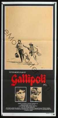 2w595 GALLIPOLI Australian daybill movie poster '81 Peter Weir, Mark Lee trying to outrace death!
