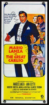 2w610 GREAT CARUSO Australian daybill movie poster R68 Mario Lanza as Enrico Caruso, Ann Blyth